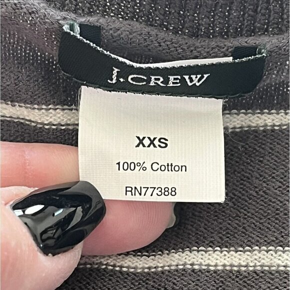 J. Crew Womens Sz XXS Gray & White Striped V-Neck Pullover Sweater - Picture 4 of 5